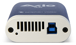 av.io 4K的底部，顯示USB 3輸入